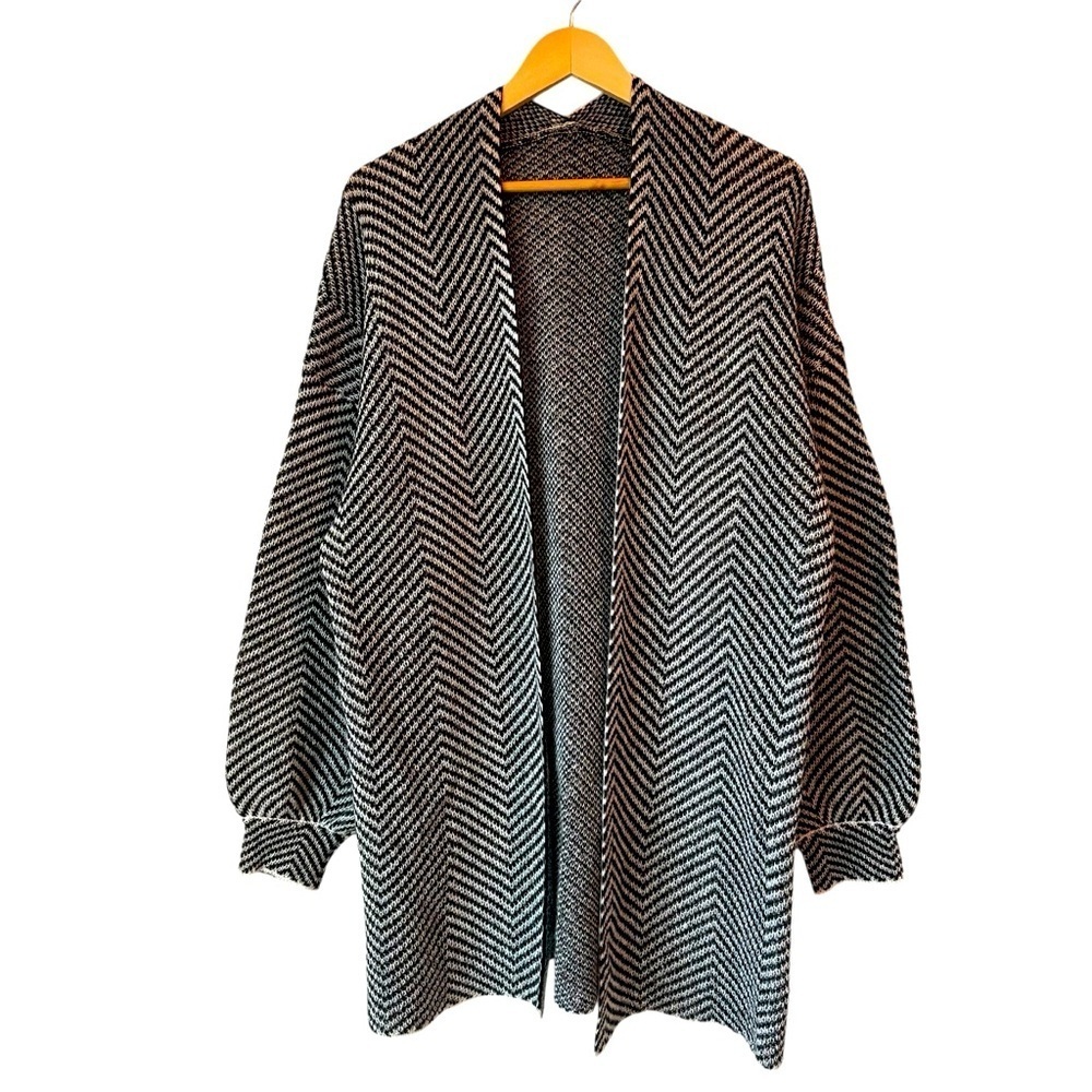 Chevron Pattern Open Front Cardigan Oversized Swe… - image 1